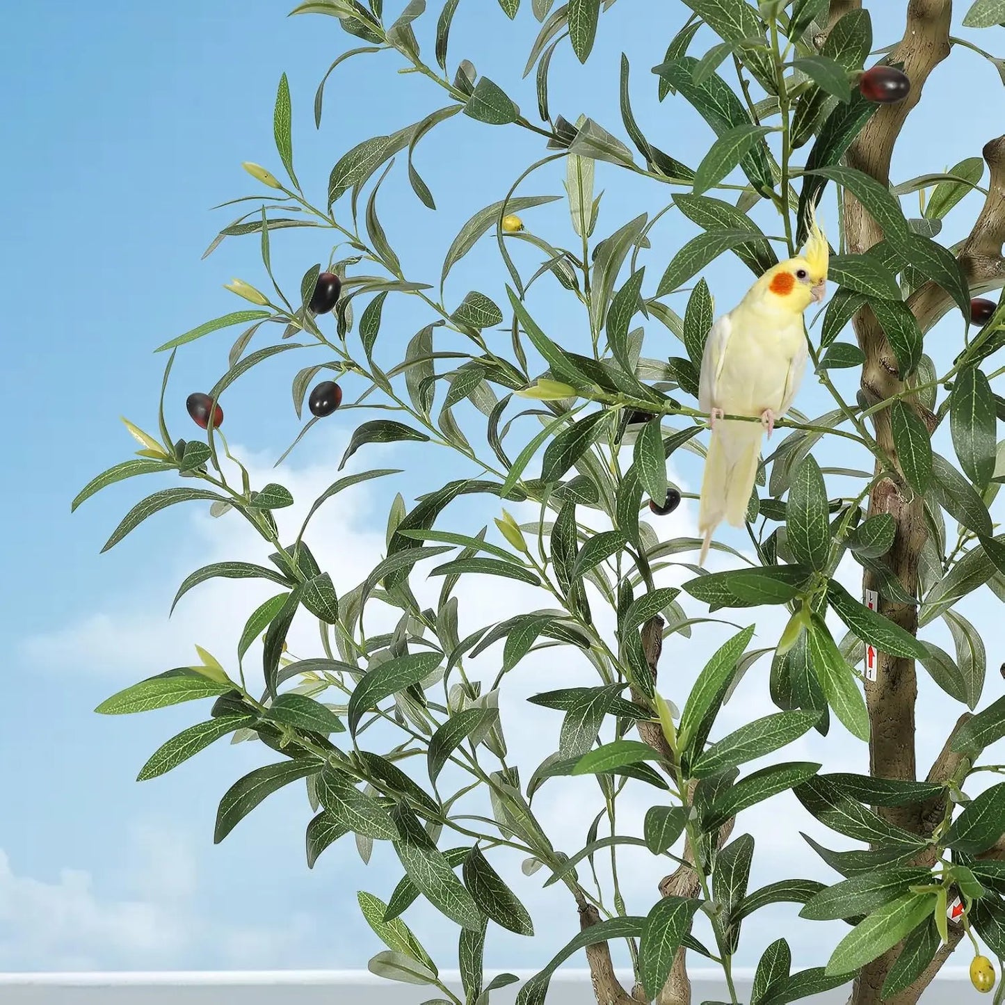 Himiss Artificial Olive Tree With White Planter