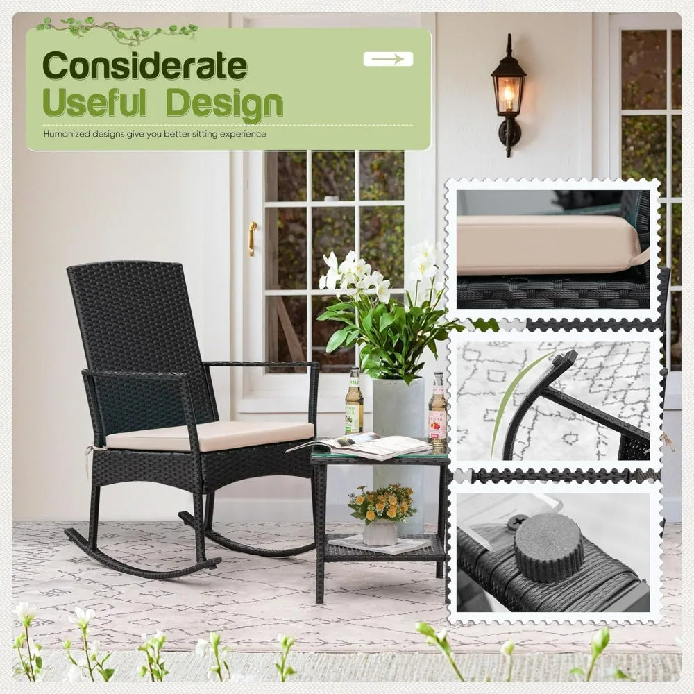 Flamaker Outdoor Furniture Rocking Chair Set For Patio Garden