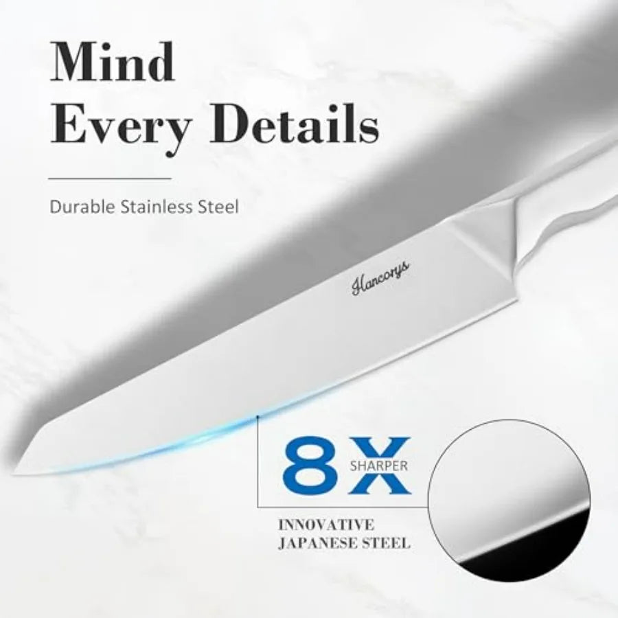Stainless Steel Kitchen Knife Set With Built-In Sharpener
