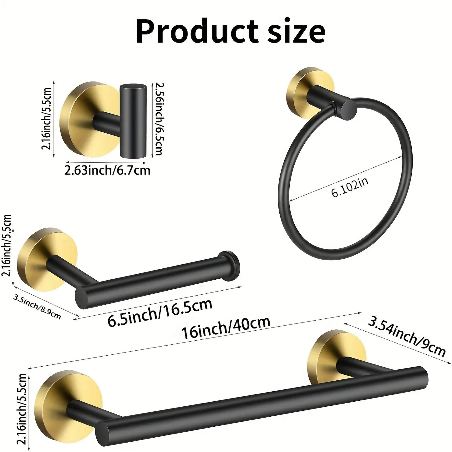 Stainless Steel Bathroom Hardware Set Includes Towel Bar And Ring
