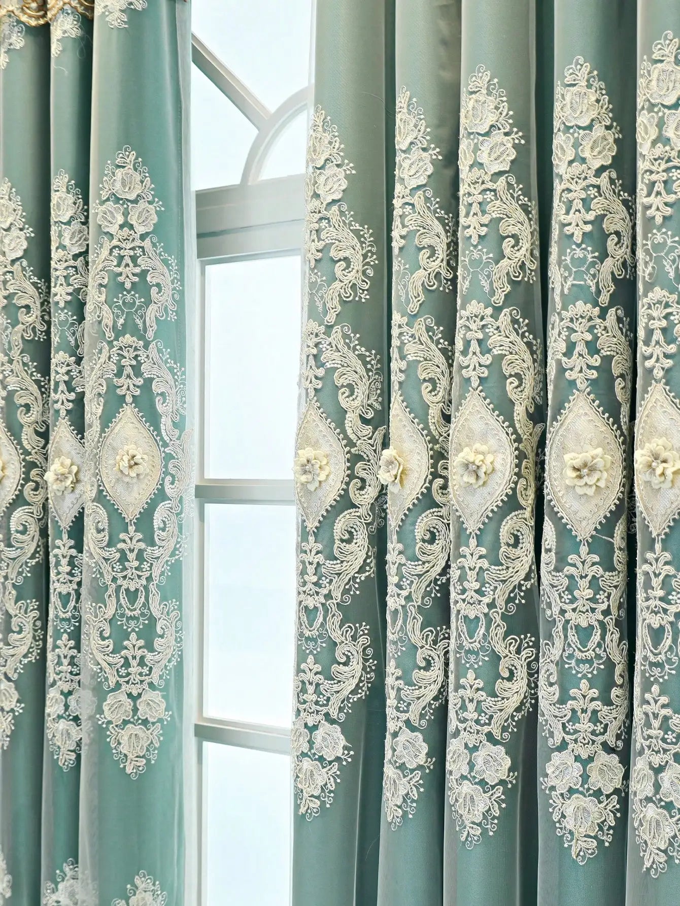 Luxury Vintage Embroidered Curtains With Dual Layer Light Control