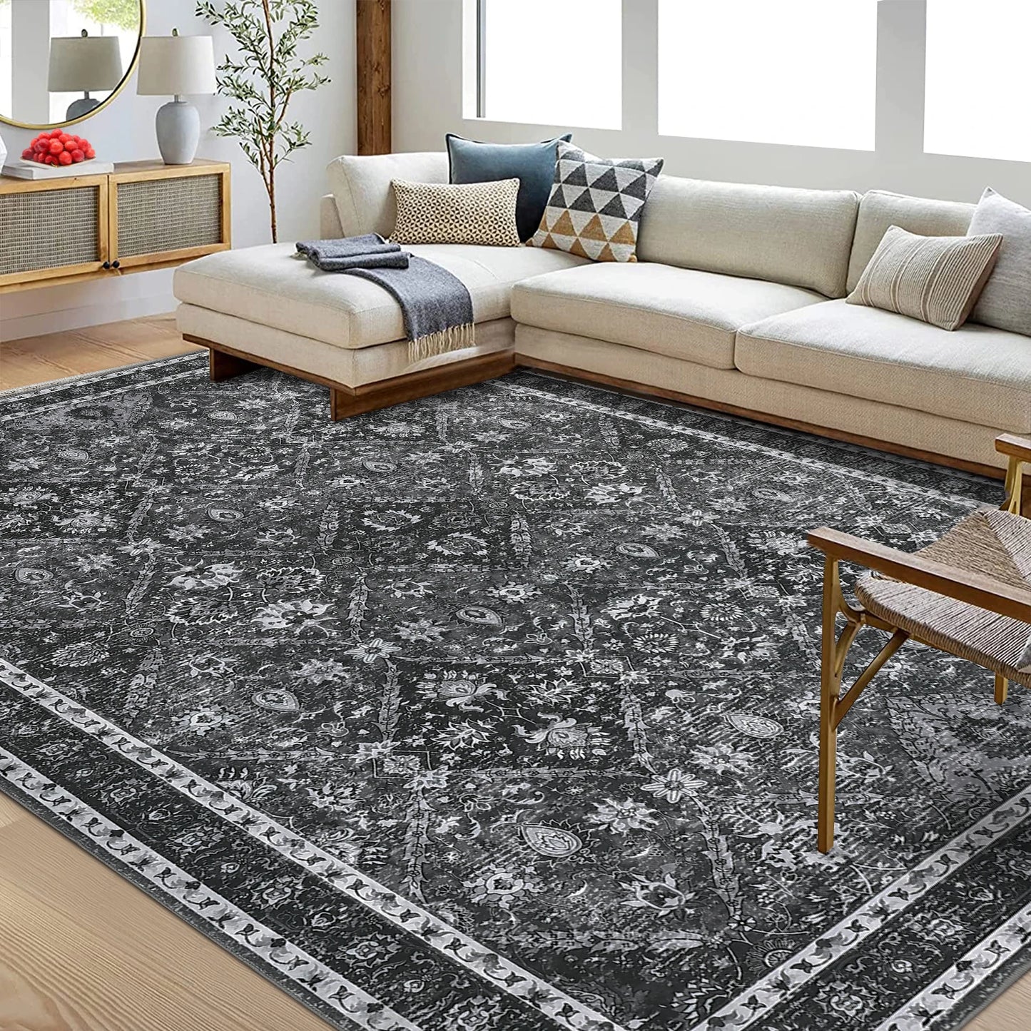 Moroccan Trellis Rug Non Slip Machine Washable Stain Resistant