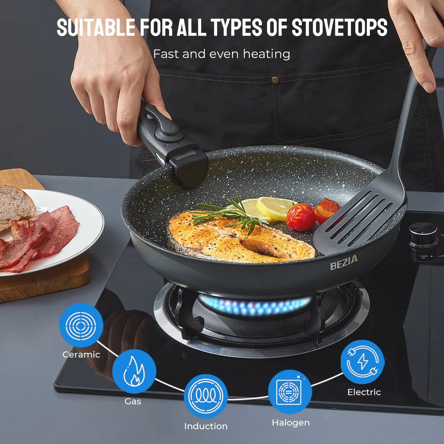 Nonstick Induction Cookware Set With Removable Handles And Stackable Design