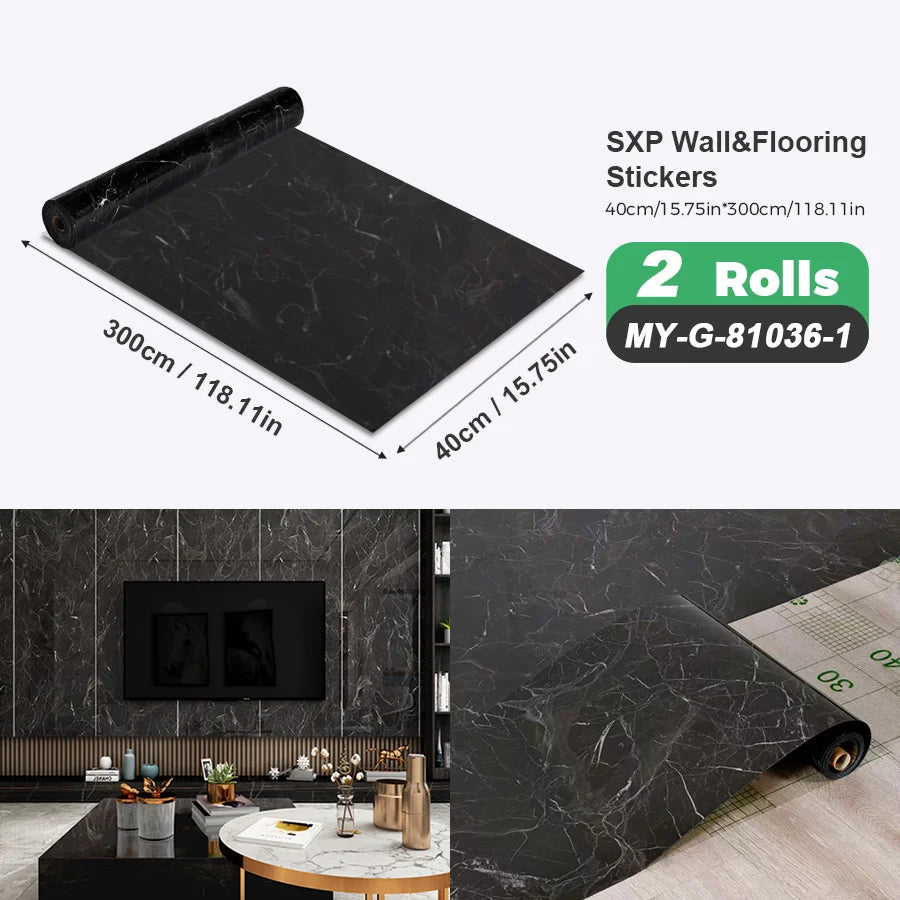 Self-Adhesive Wall and Floor Sticker Wood Grain Marble Design Wallpaper