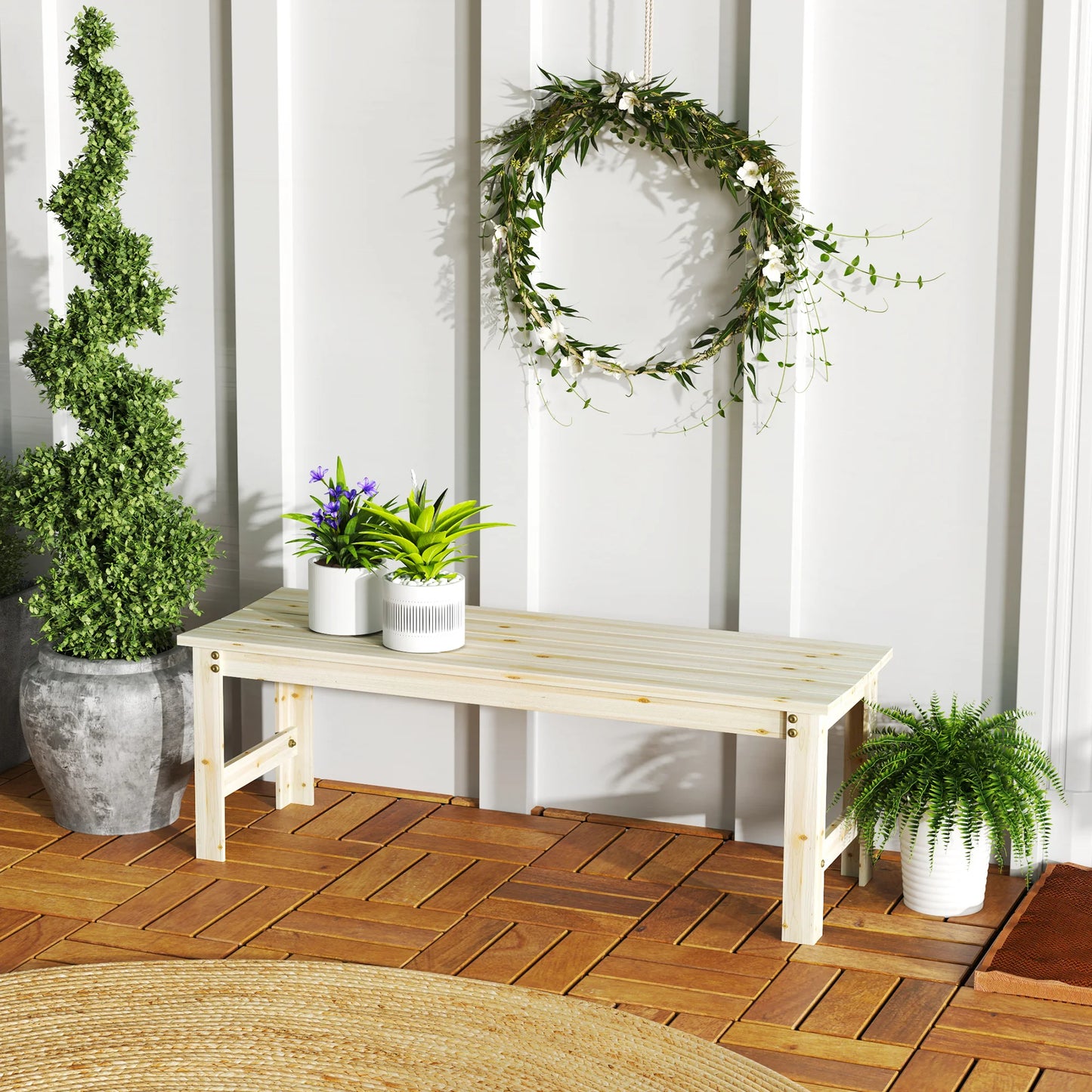 Outsunny Wooden Outdoor Garden Bench For Patio Seating