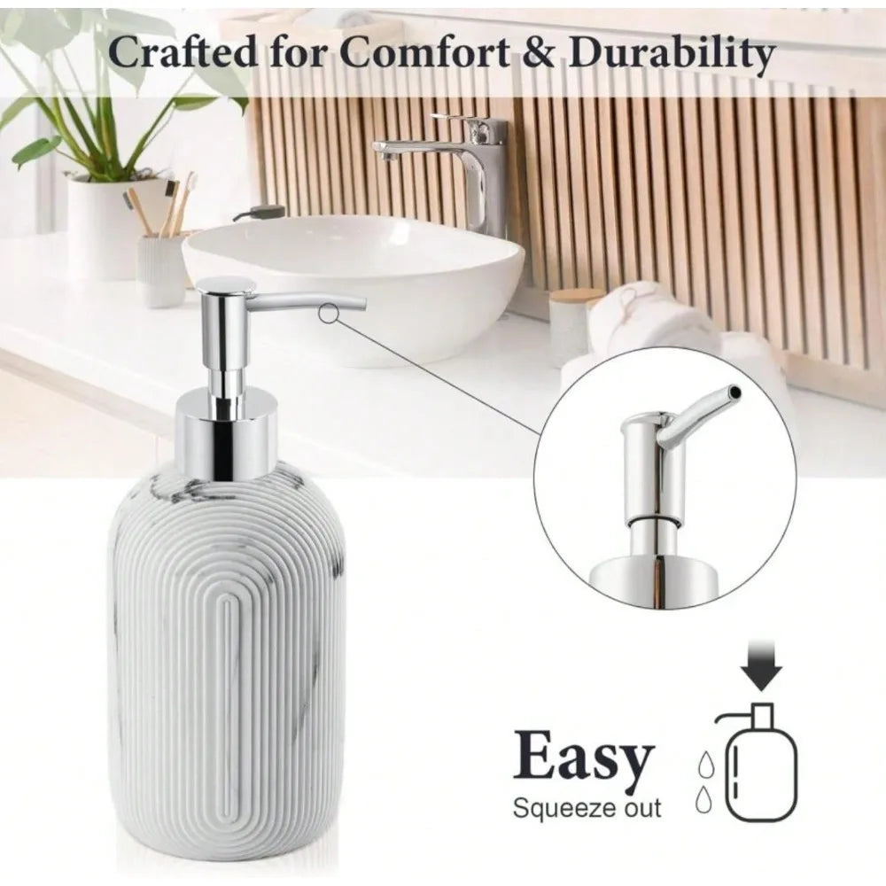 Resin Bathroom Set Toothbrush Holder Soap Dispenser Qtip Holder Tumbler