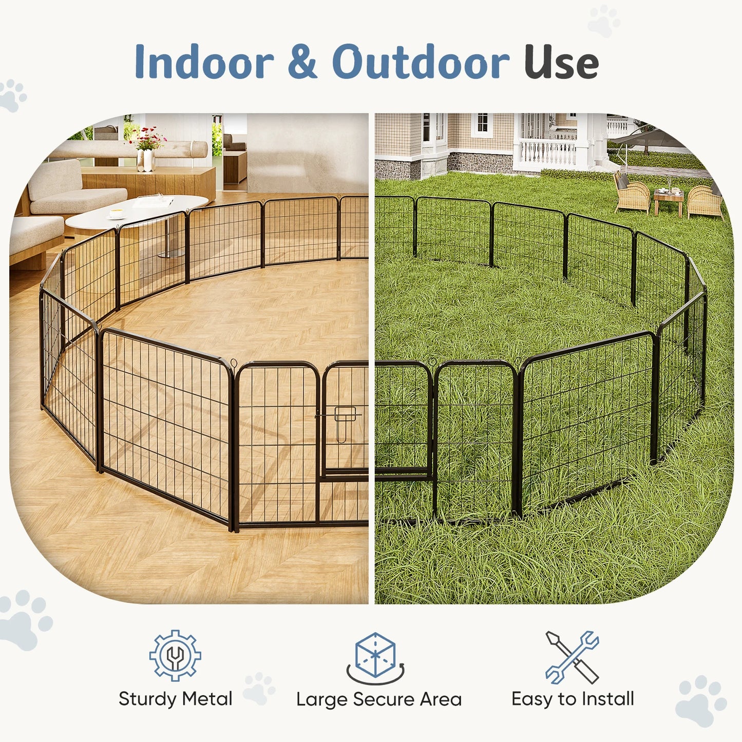 JHK Foldable Dog Playpen Pet Fence For Indoor Outdoor Use