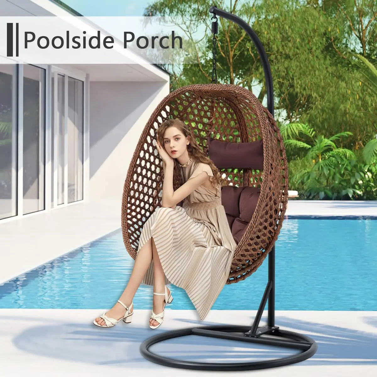 Egg Swing Chair With Stand Indoor Outdoor Hammock Basket