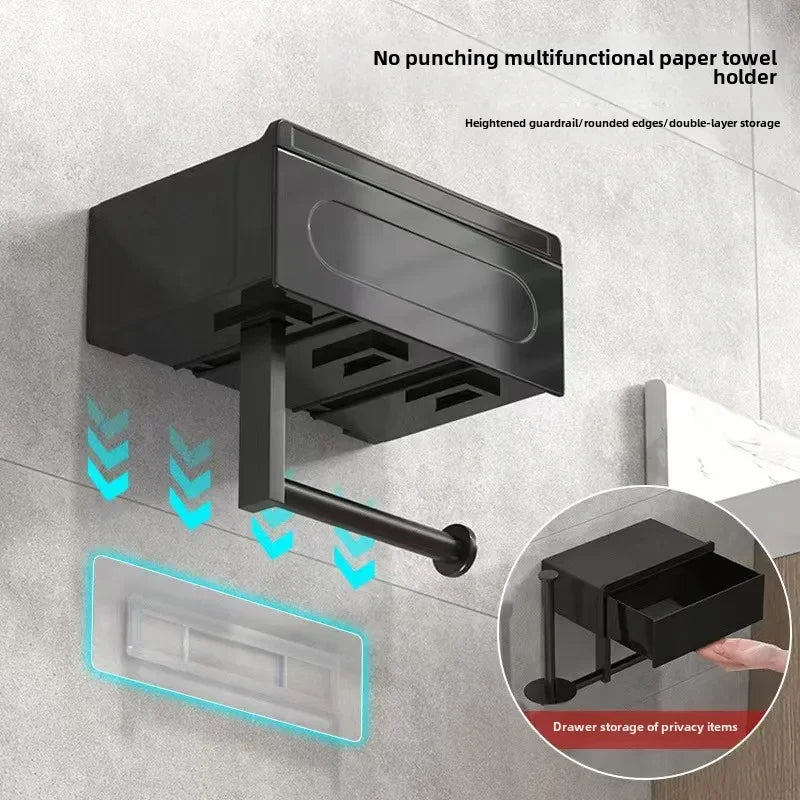 Sleek Wall Mounted Toilet Paper Holder With Shelf Organizes Essentials