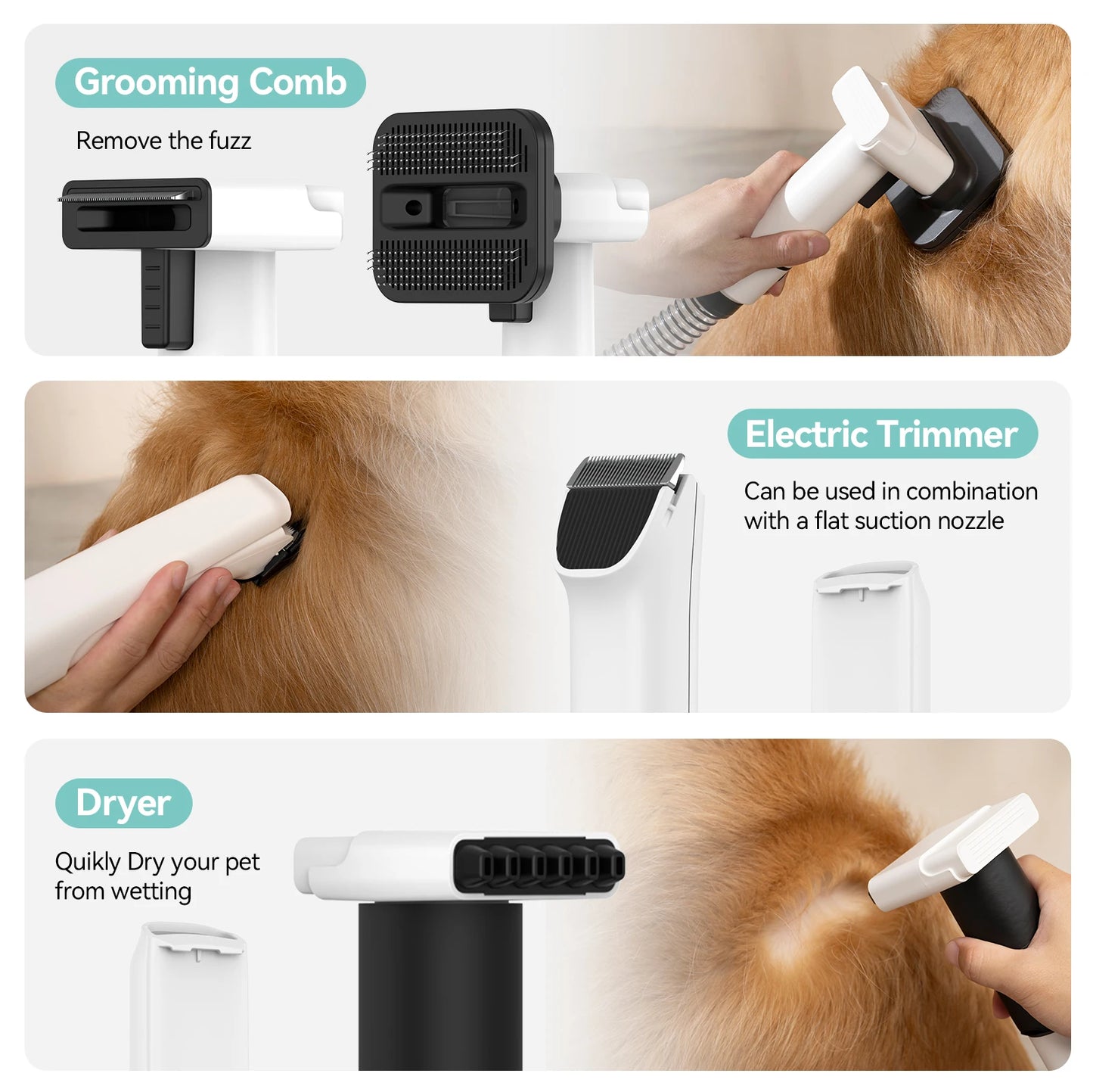 Amicura P1 Pet Grooming Vacuum and Hair Dryer 15kPa Set