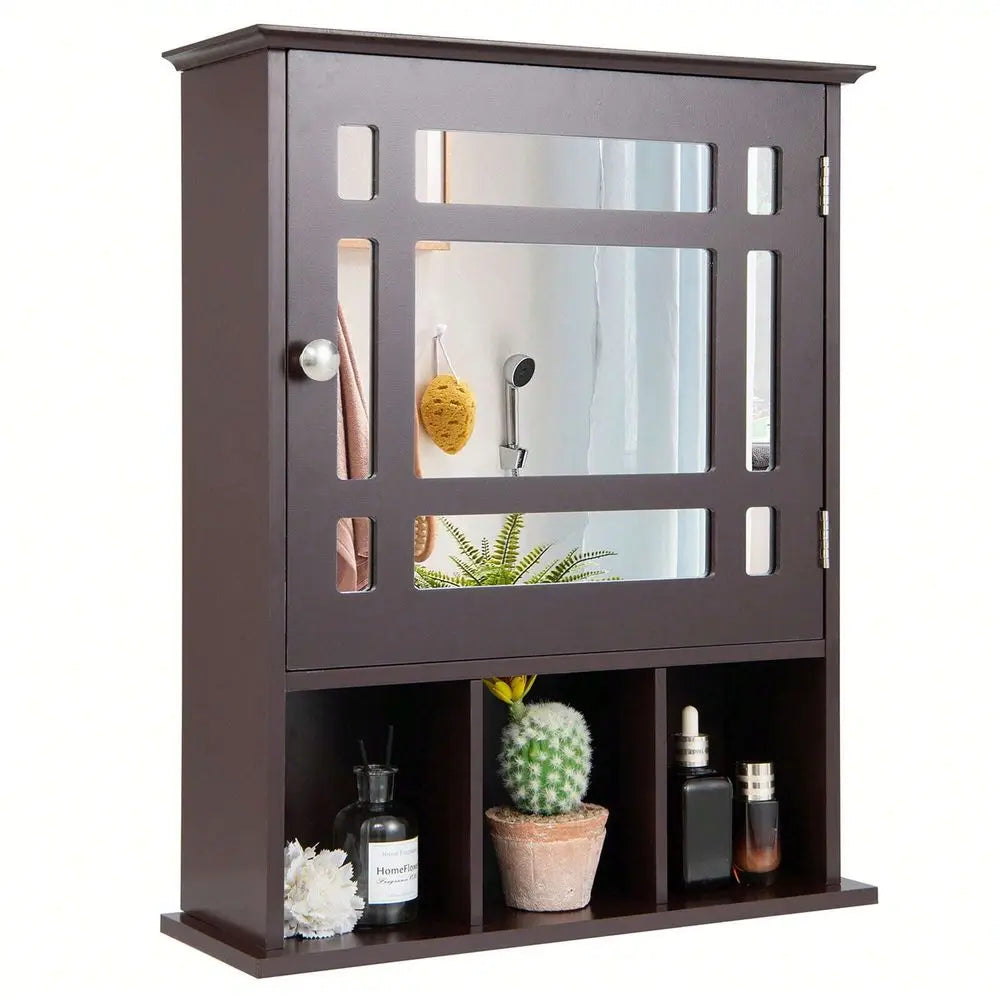 XMSJ Mirrored Medicine Cabinet Wall Mounted With Adjustable Shelf
