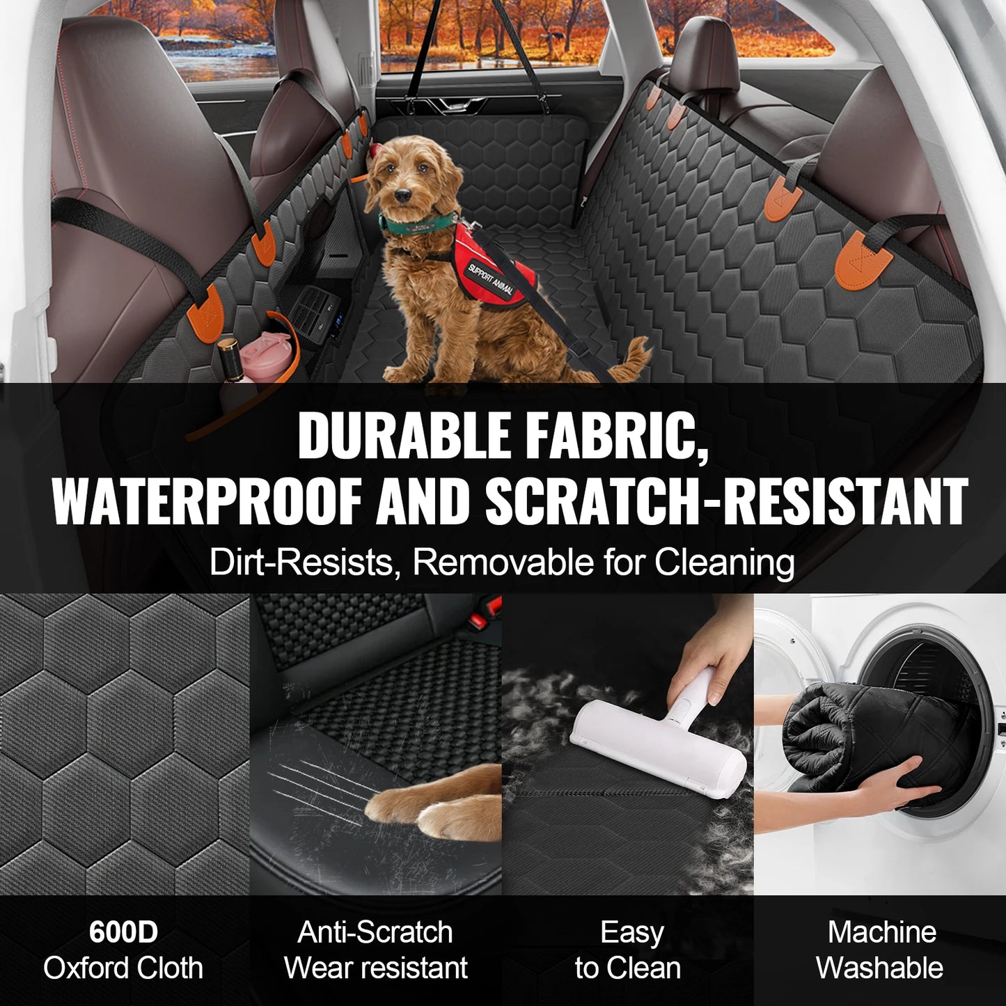 SucceBuy Back Seat Extender Dog Car Bed With Mesh Window