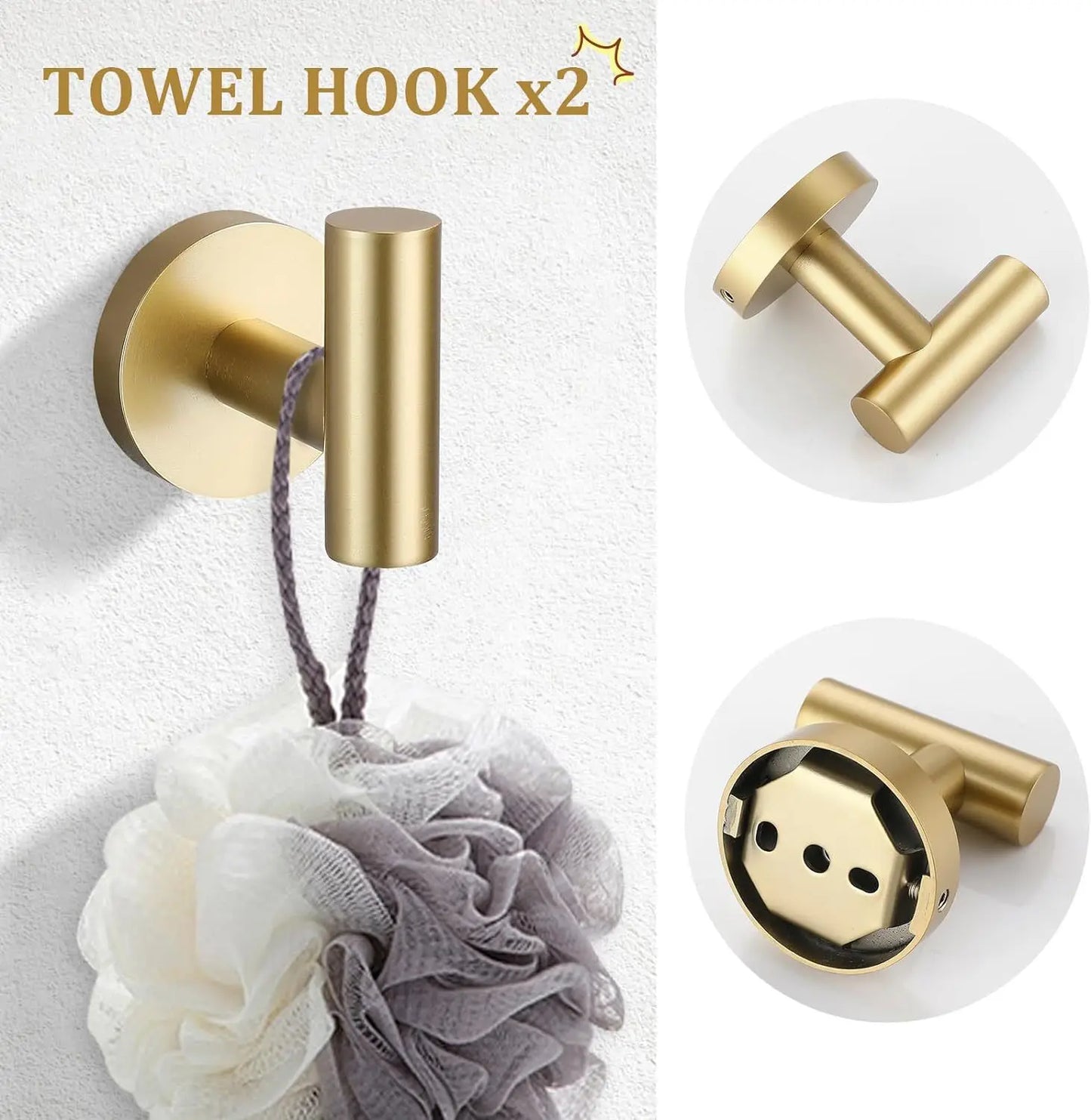 Five Piece Bathroom Accessories Set Stainless Steel Hardware