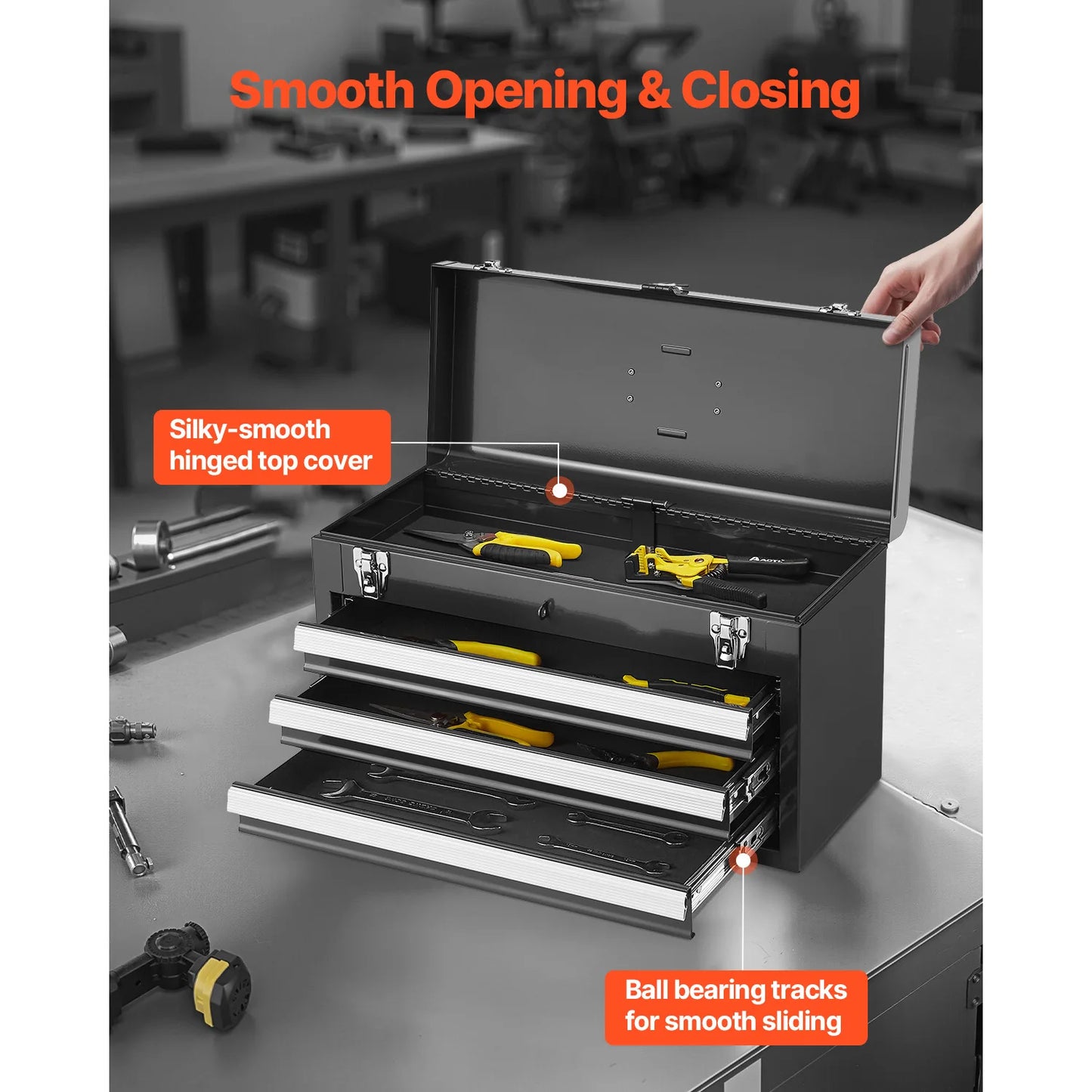 SucceBuy 3 Drawer Metal Tool Chest For Garage Workshop