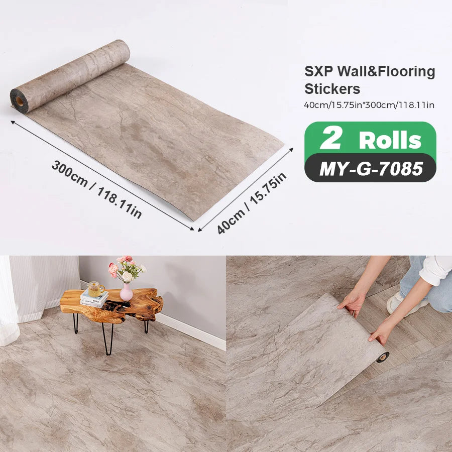 Self-Adhesive Wall and Floor Sticker Wood Grain Marble Design Wallpaper