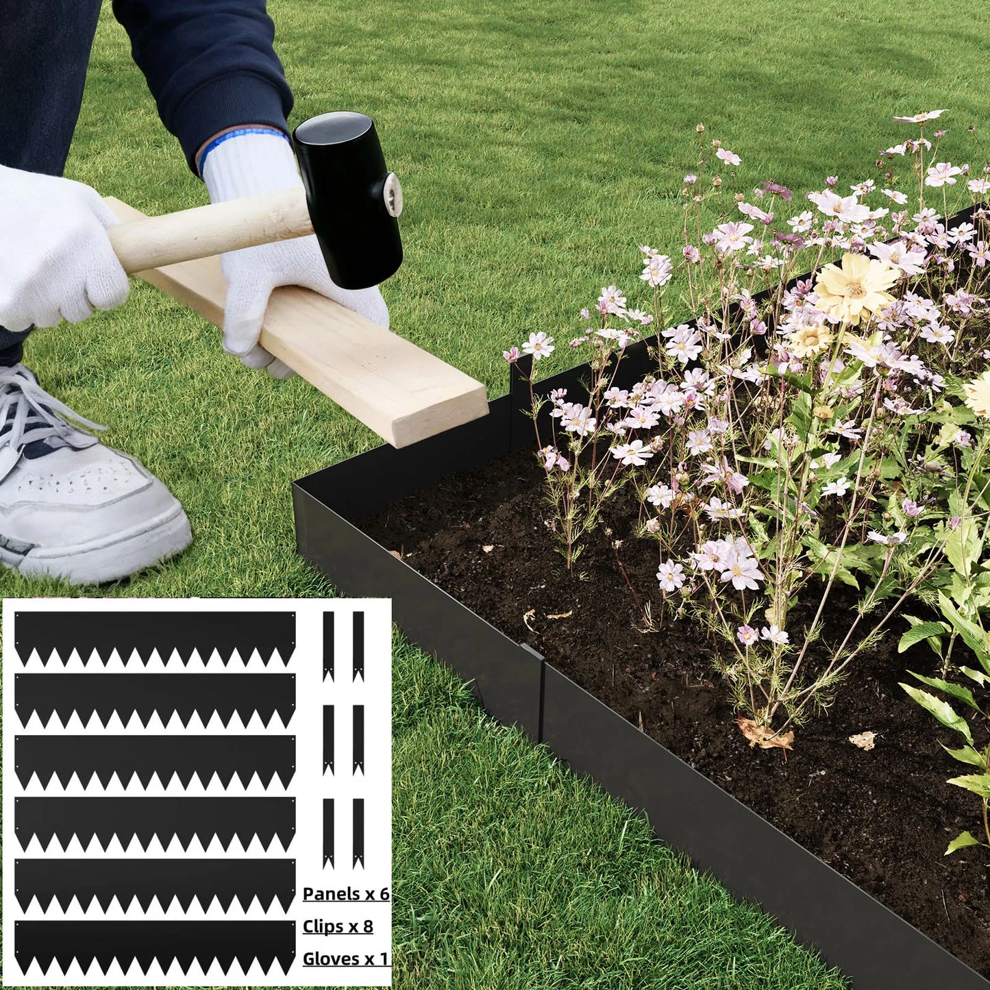 HiMISS Garden Steel Landscape Edging Kit For Lawn And Yard