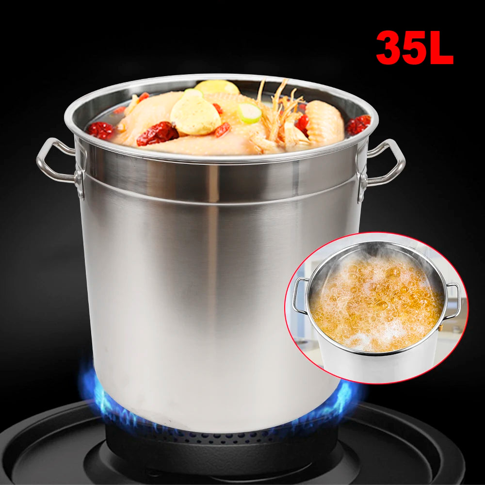 Multipurpose Thickened Stainless Steel Soup Stock Pot With Lid