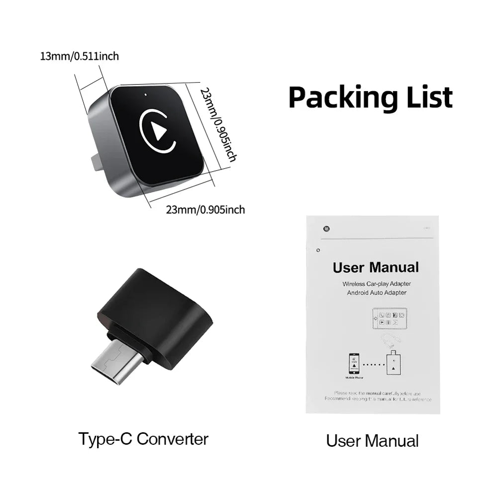 MOJOYCE 2in1 Wireless CarPlay Android Auto Adapter