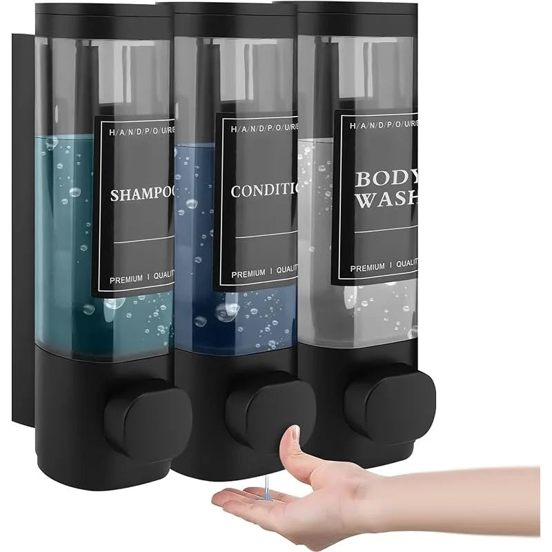 Wall-Mounted Soap and Shower Gel Dispenser, 3-in-1 Shampoo Conditioner
