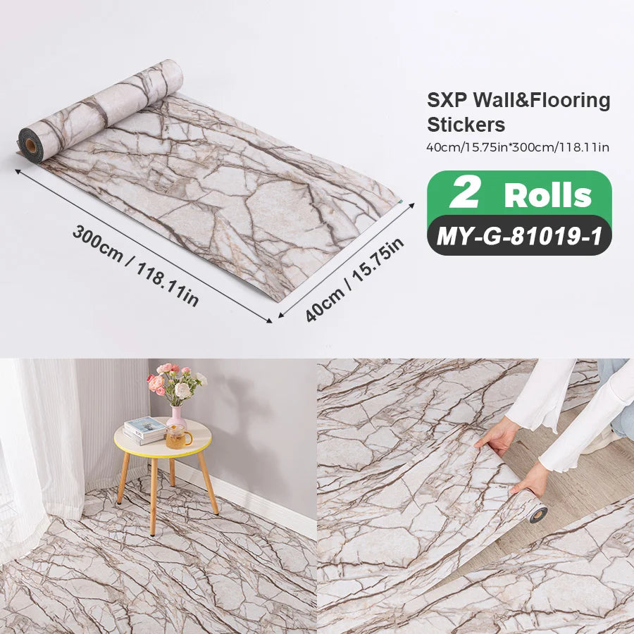 Self-Adhesive Wall and Floor Sticker Wood Grain Marble Design Wallpaper