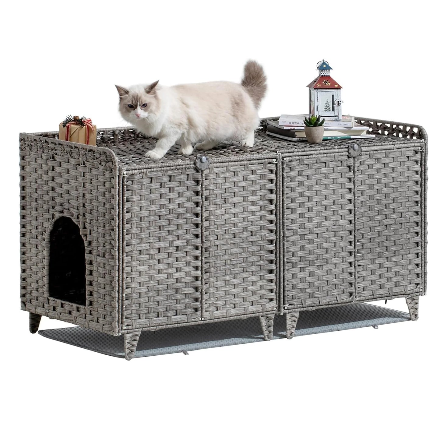 DishyKooker Cat Litter Box Enclosure With Dual Doors