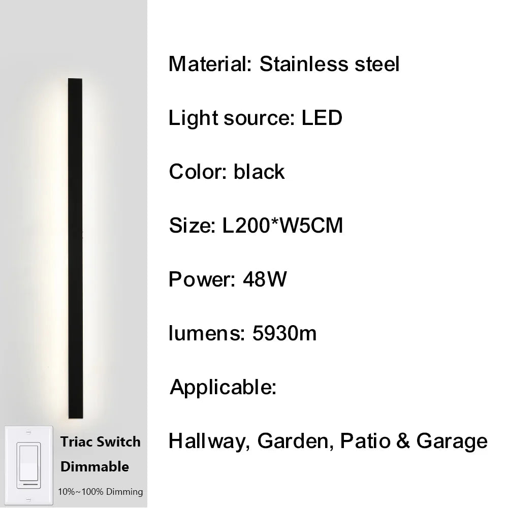 IISINUO Outdoor Porch Wall Light Dimmable Triac IP67 Stainless Steel