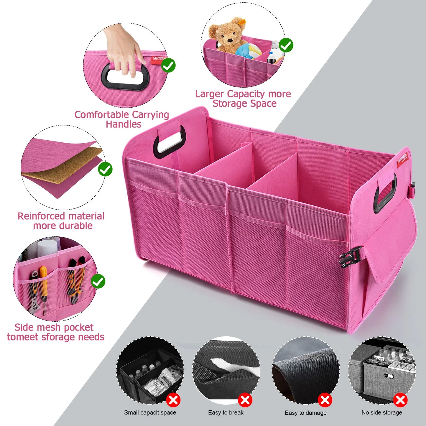 Collapsible Car Trunk Organizer Box For SUV And RV Waterproof
