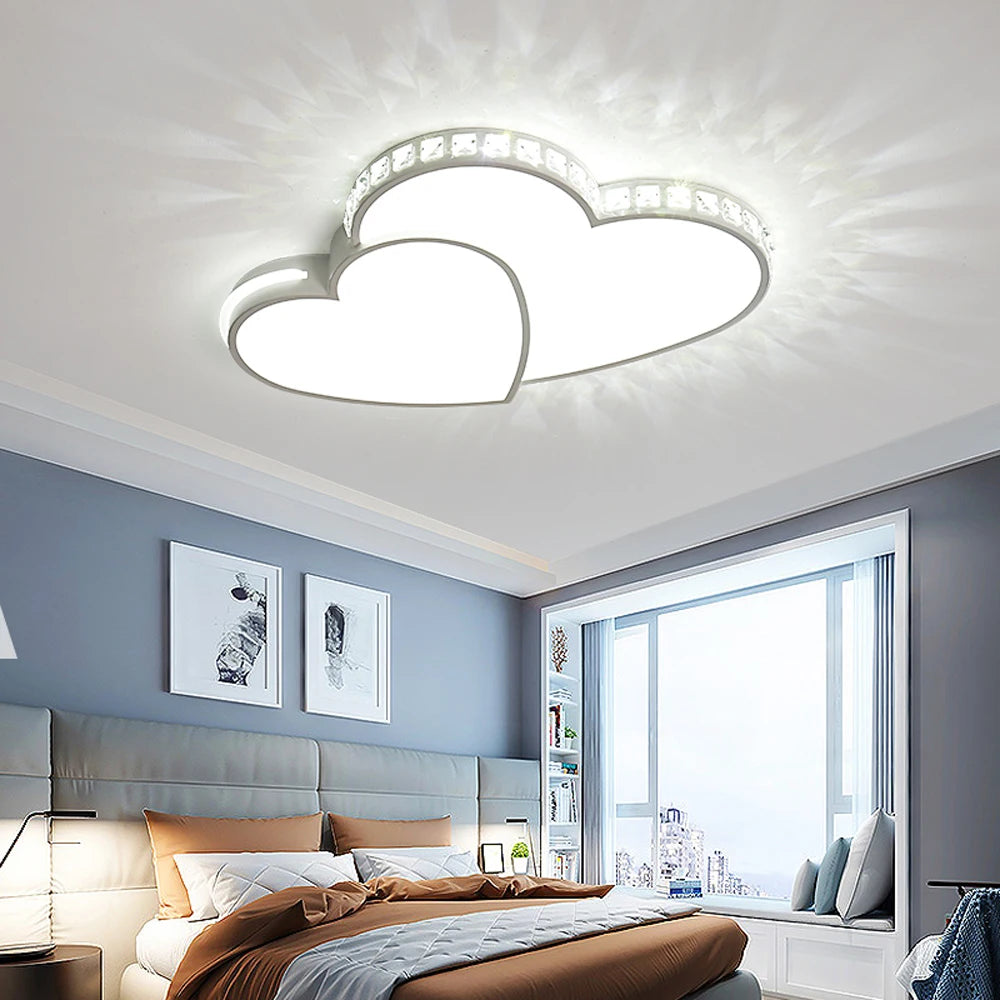 Crystal Heart Ceiling Light Fixture for Kids Bedroom Living Room