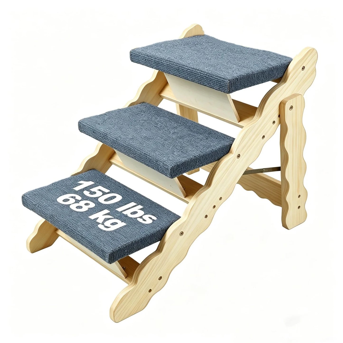 HiMISS 2 In 1 Collapsible Wooden Dog Stairs Ramp AntiSlip