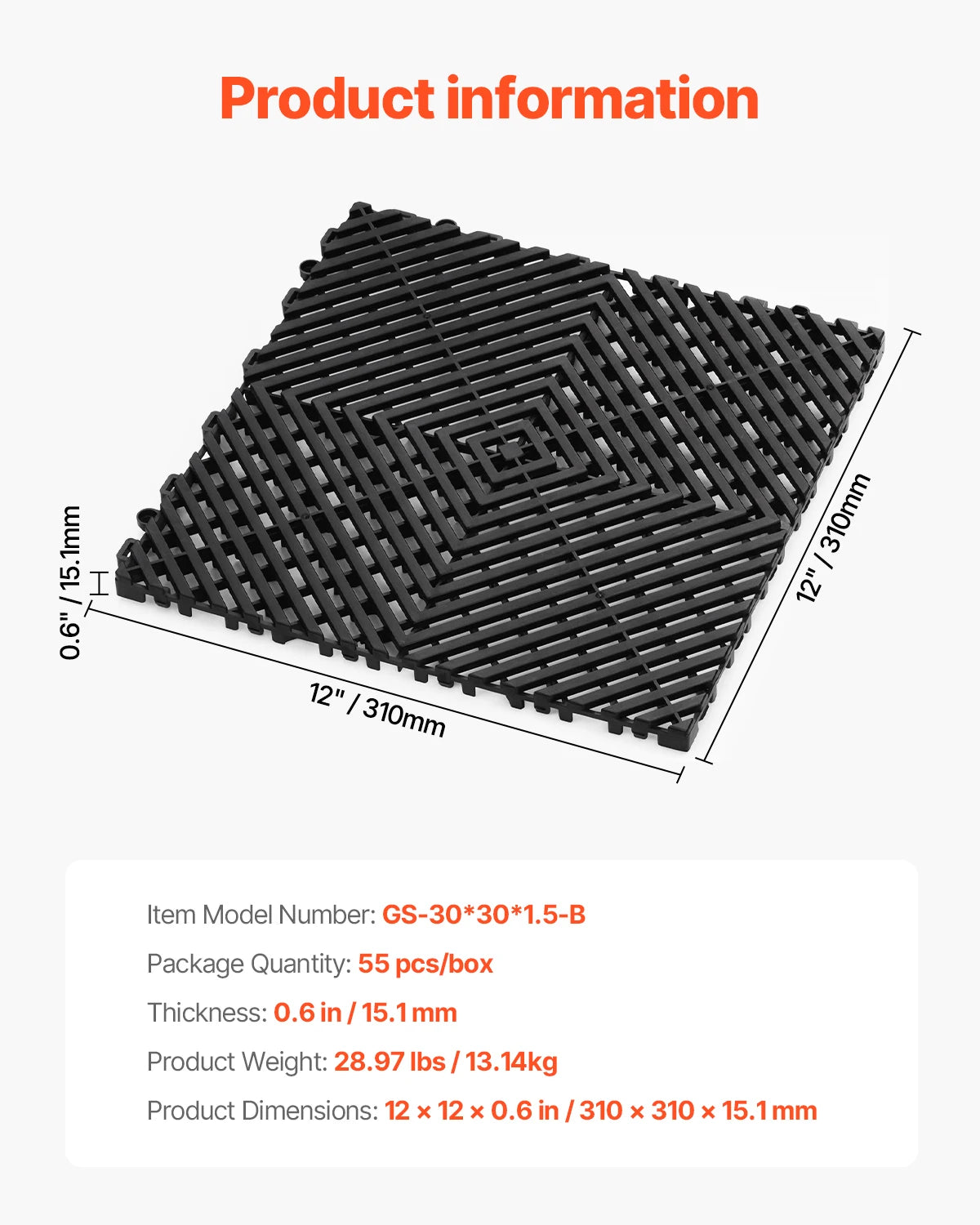 Interlocking Drainage Mat For Floor And Shower Non-Slip PVC