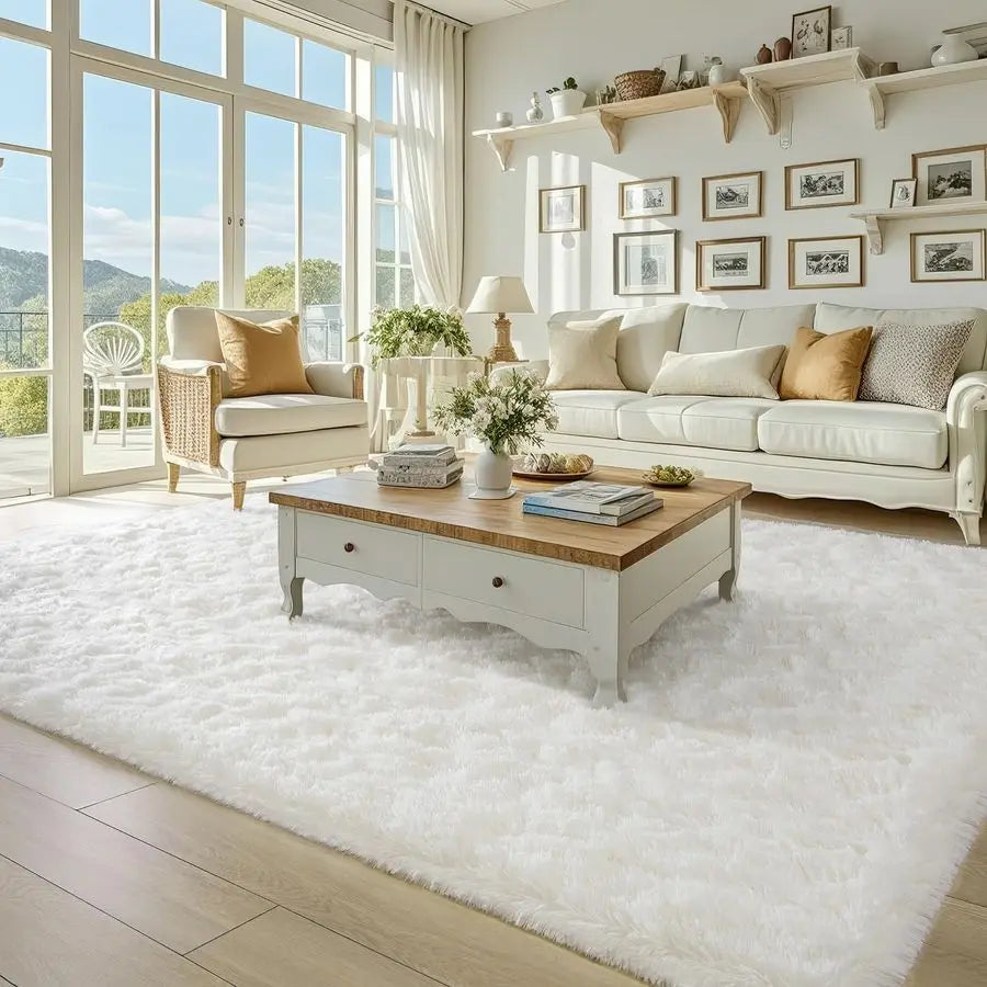 Fluffy Living Room Rug Washable Large Area Rug for Home