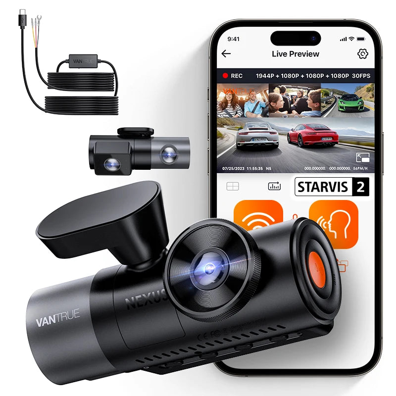 Vantrue N5 Dash Cam 4 Channel WiFi 360 NightVision GPS