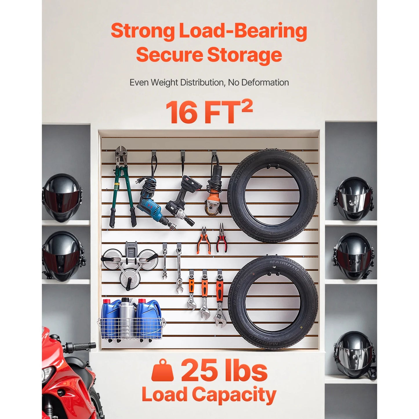 MDF Slat Wall Paneling Modular Garage Tool Storage Workshop Display