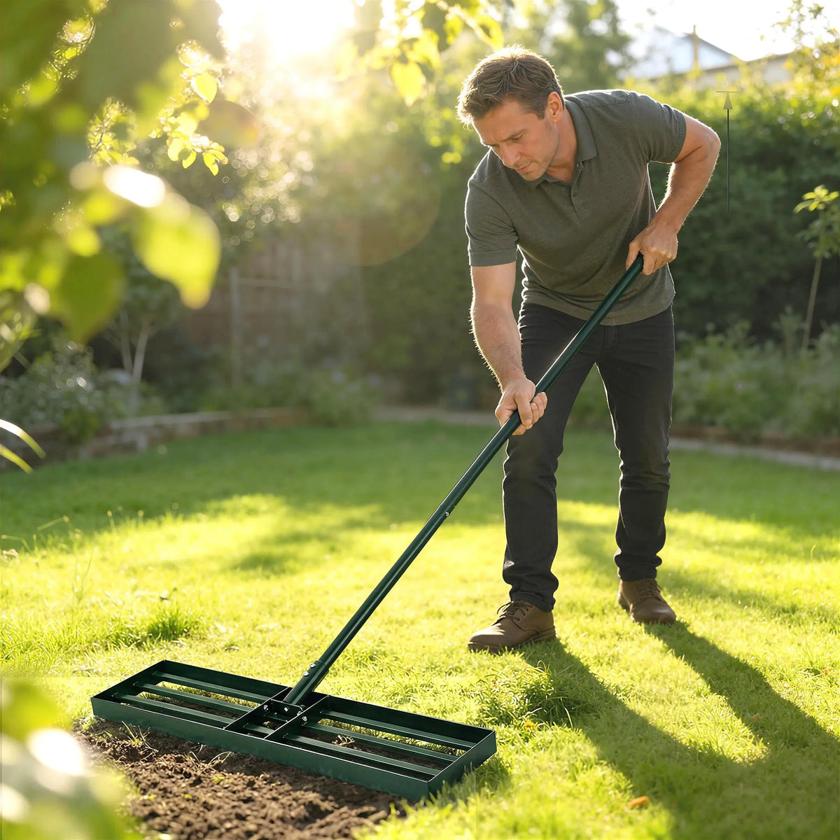 Outsunny Steel Lawn Leveling Garden Rake With Long Handle