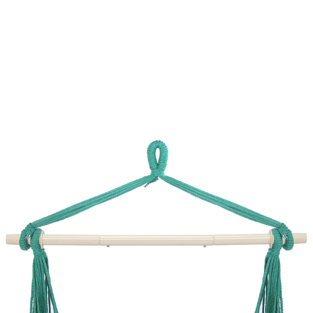 Outdoor Hanging Rope Chair With Cushions And Two Pillows