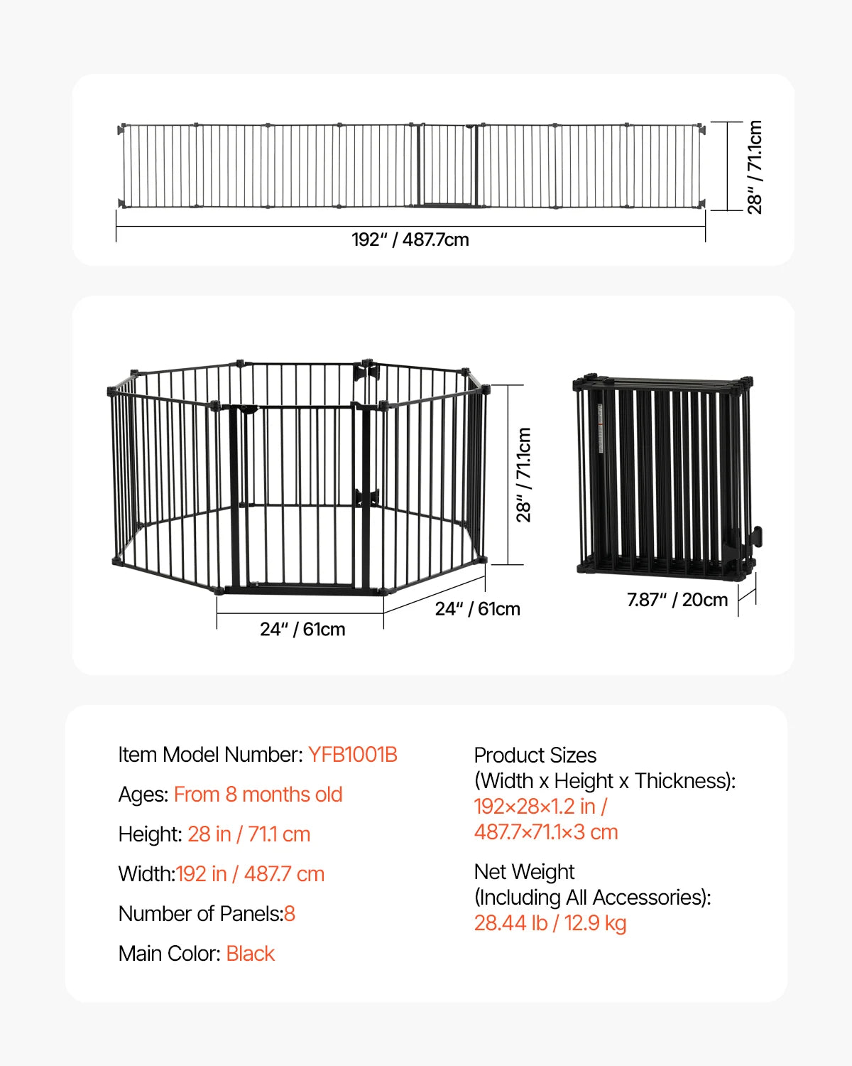 SucceBuy Baby Gate Pressure Mount Walk Through For Kids Pets