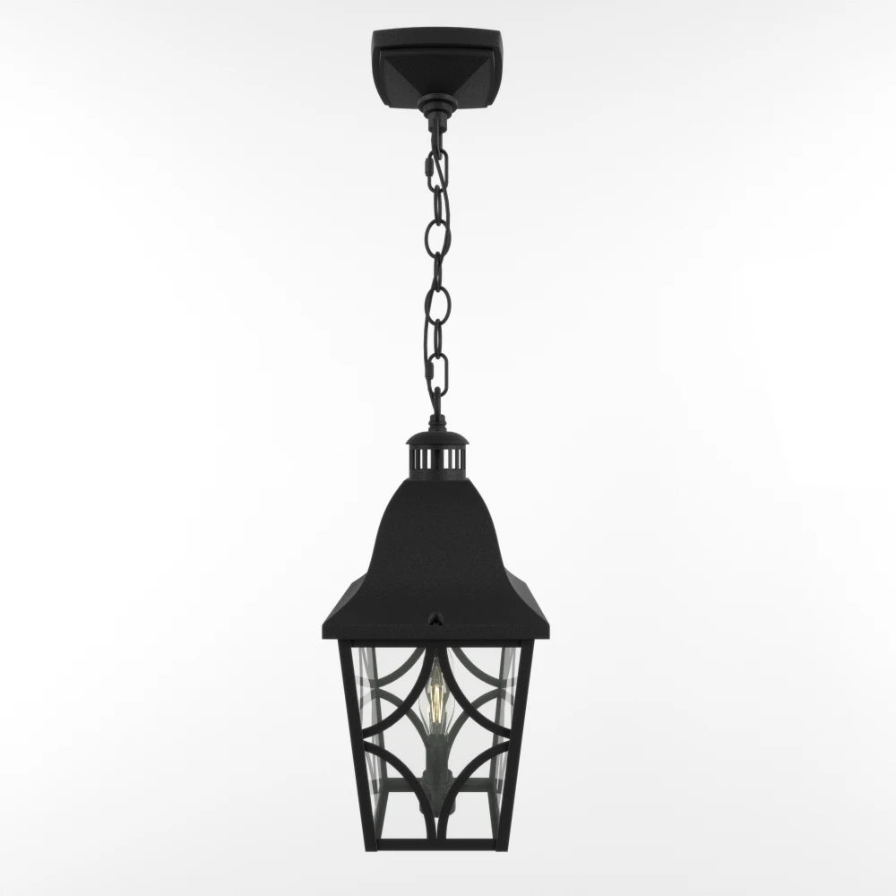 Outdoor Pendant Light Fixture Exterior Aluminium Lantern With Clear Glass