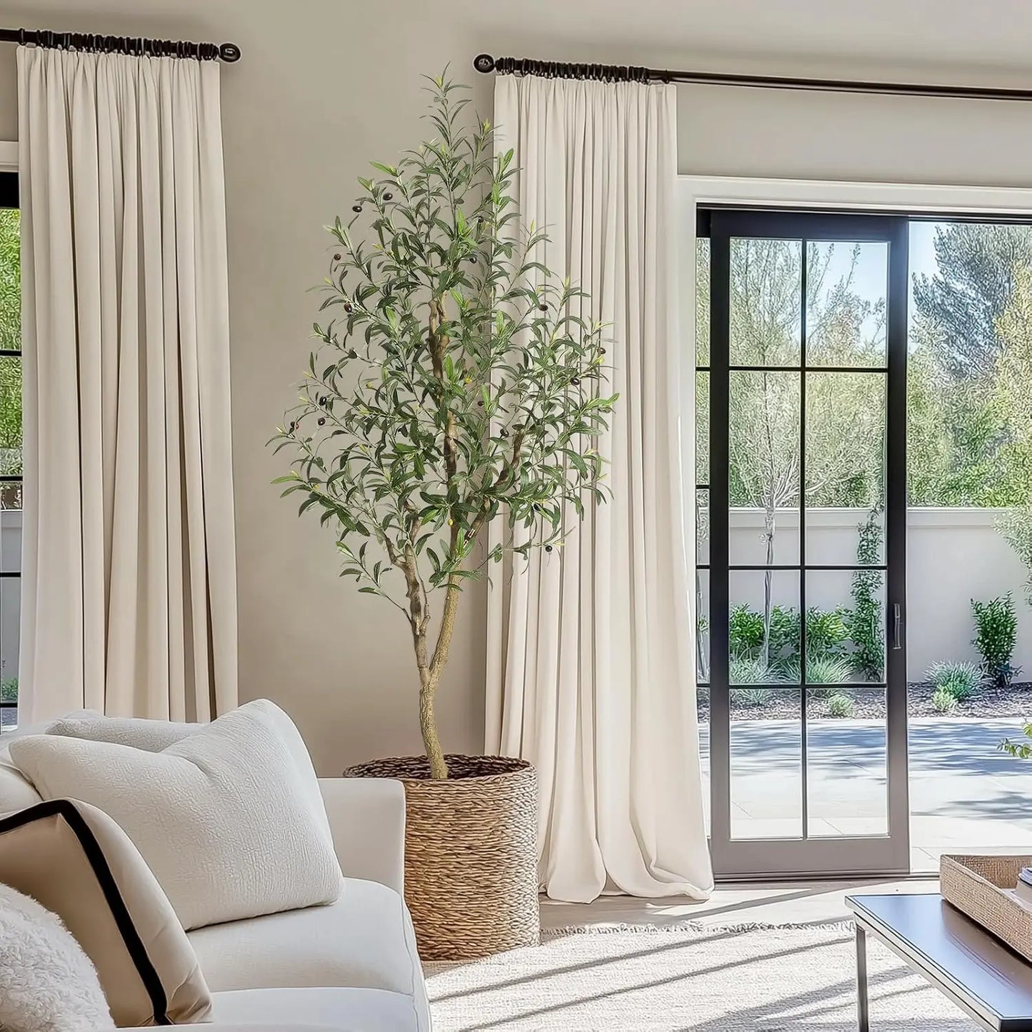 Himiss Artificial Olive Tree With White Planter