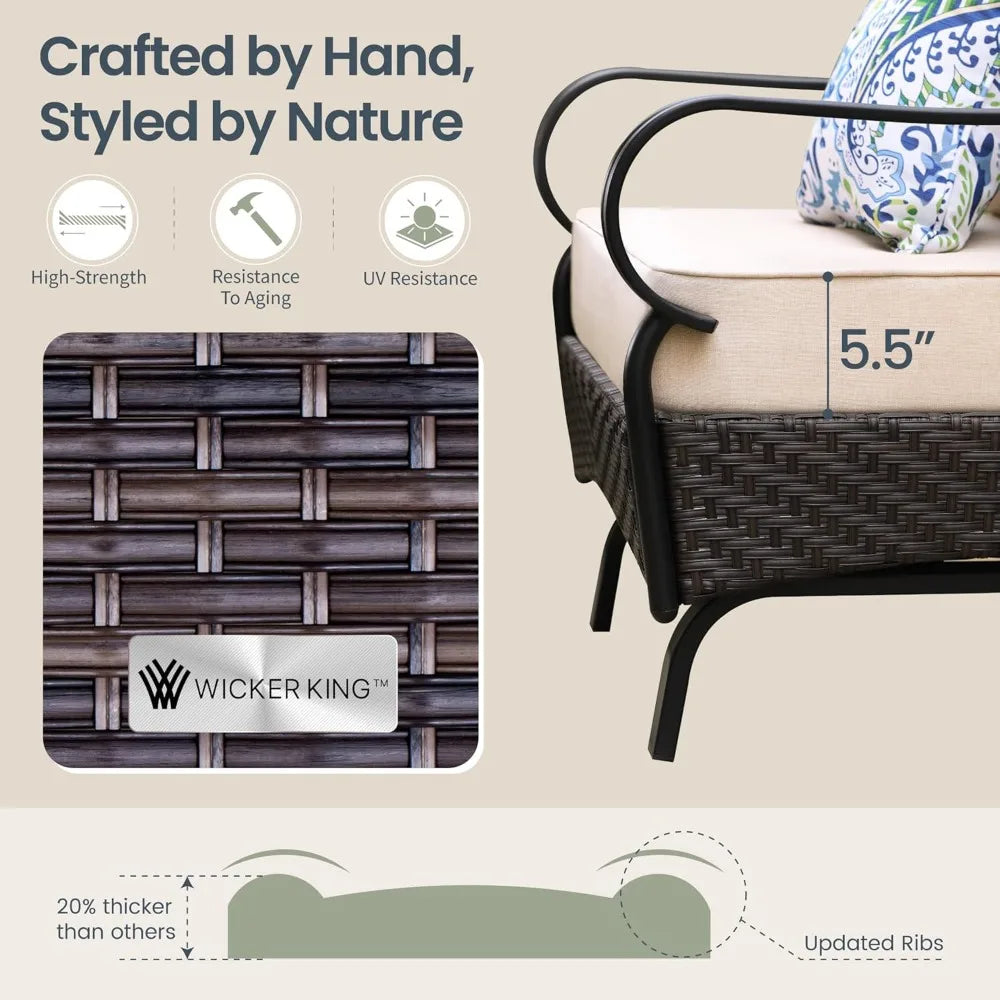 Wicker and Metal Outdoor Patio Couch for Front Porch Relaxation