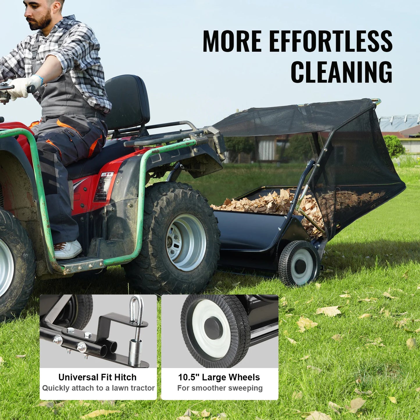 SucceBuy Tow Behind Heavy Duty Lawn Sweeper