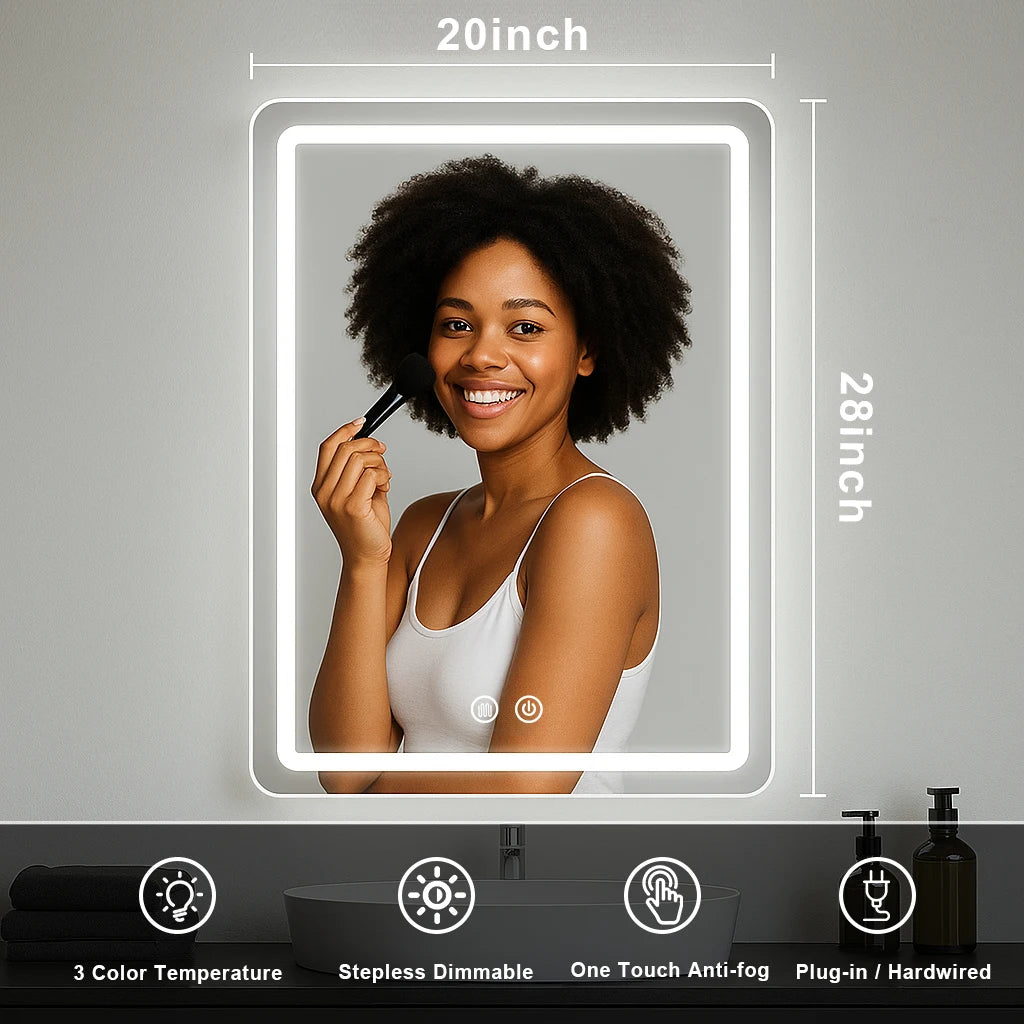 MYGIIVOVO LED Backlit Fogless Bathroom Mirror Vanity with Demister