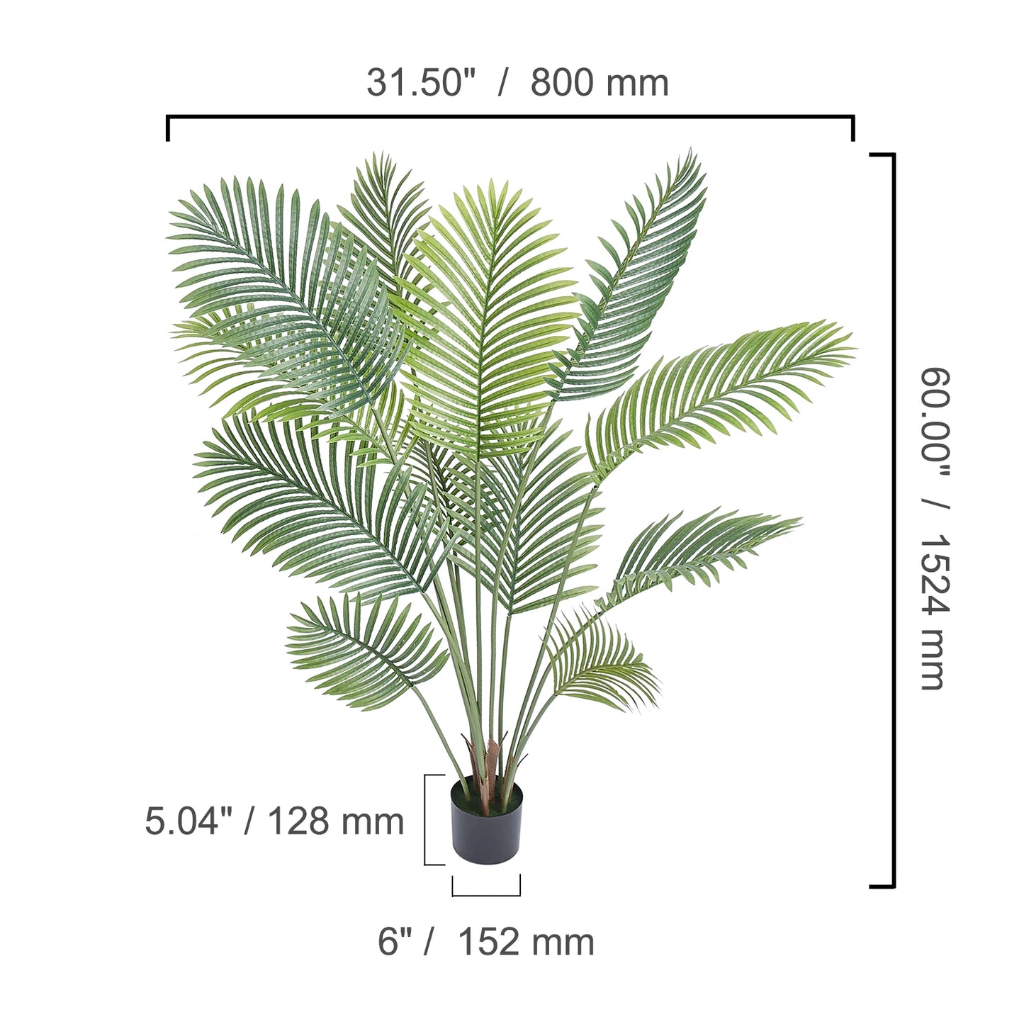 SucceBuy Artificial Palm Tree Low Maintenance Faux Plant With Tilt Protection