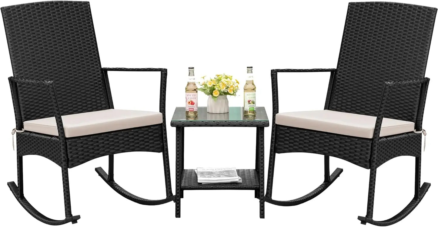 Flamaker Outdoor Furniture Rocking Chair Set For Patio Garden