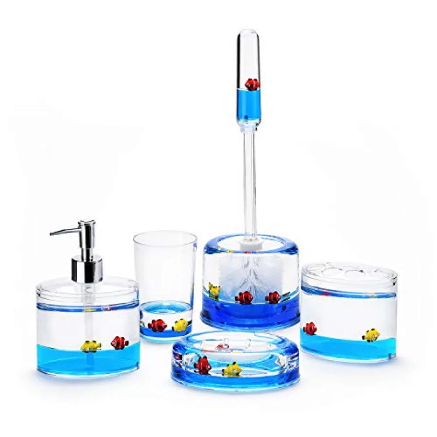 Acrylic 3D Floating Vanity Set Ocean Theme Toothbrush Holder
