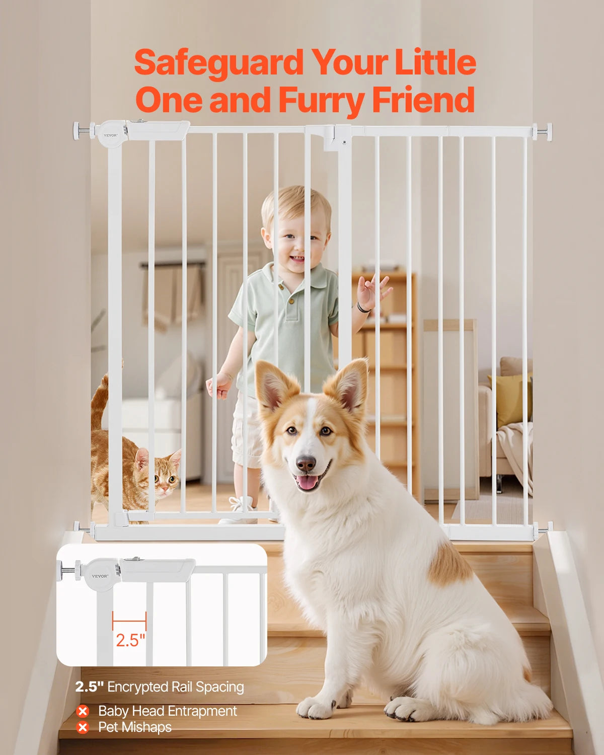 SucceBuy Baby Gate Pressure Mount Walk Through For Kids Pets