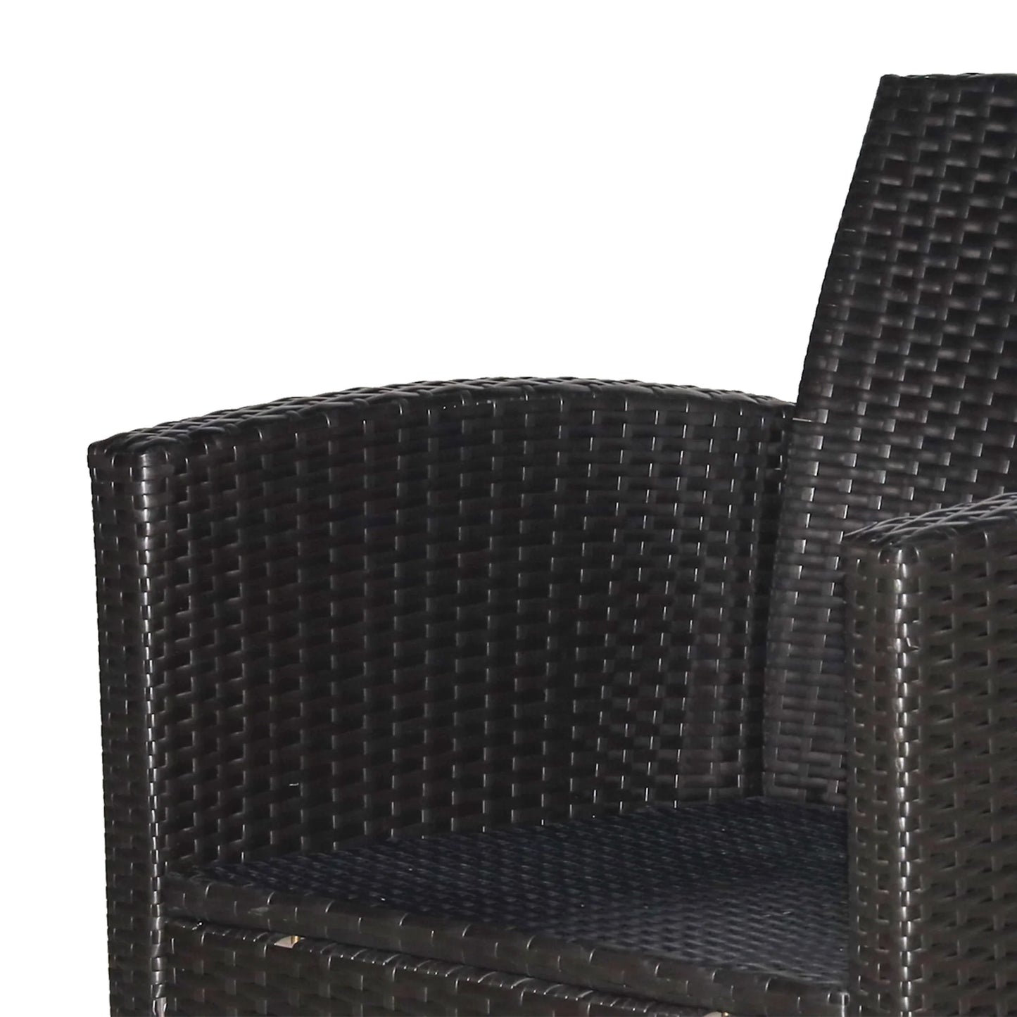 Outdoor Wicker Patio Furniture Set With Tufted Cushions And 2 Tier Coffee Table