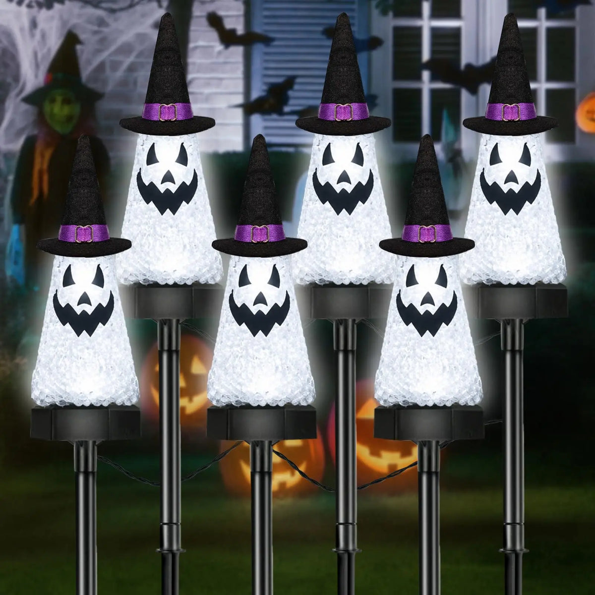 Outdoor Solar Ghost Pathway Lights Waterproof Halloween Decorations