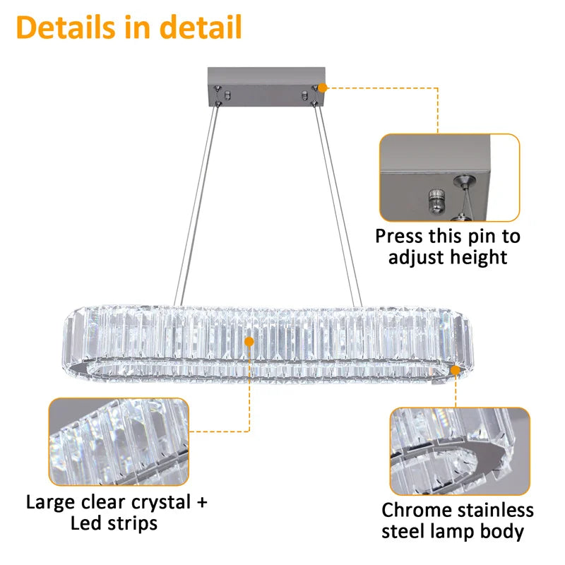 GreeLustr Modern Crystal LED Chandelier Pendant Ceiling Light