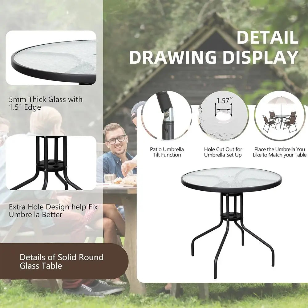 All-Weather 6-Piece Patio Dining Set With Umbrella