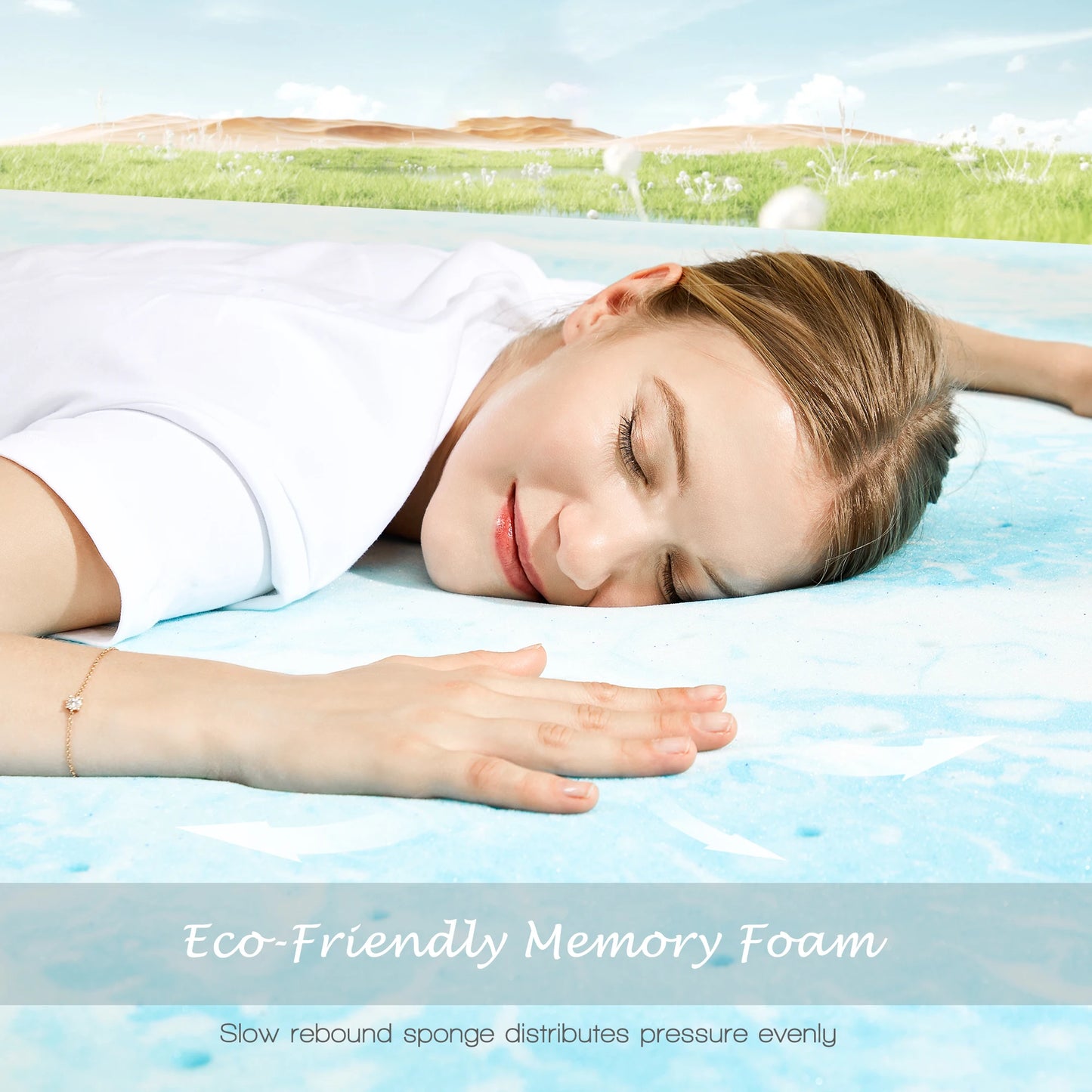 JHK Gel Memory Foam Mattress Topper Cooling Soft And Breathable